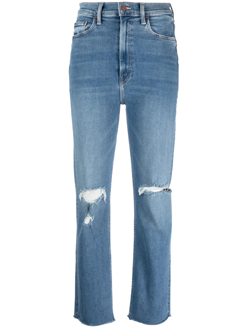 Джинсы Rider с высокой талией и прямым кроем MOTHER, синий 
Джинсы Rider с высокой талией и прямым кроем MOTHER, синий