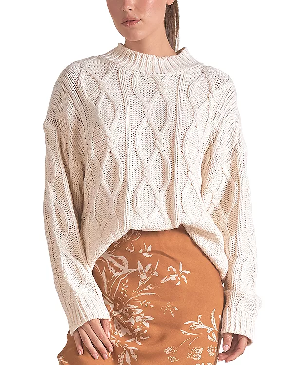 Свитер с круглым вырезом и косами Elan, белый
Свитер с круглым вырезом и косами Elan, белый