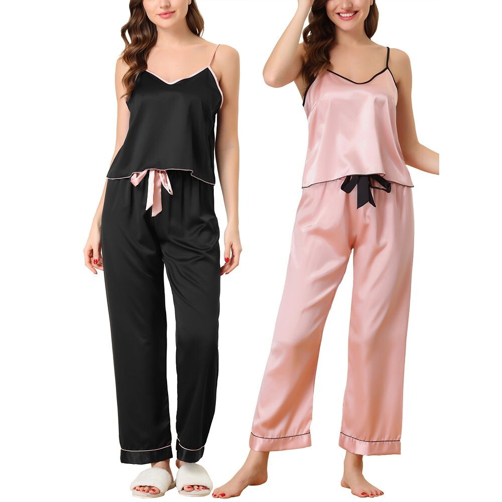 Женские летние подтяжки, пижамы из ледяного шелка, домашняя одежда, комплект из трех предметов Cheibear, цвет Black Pink
Женские летние подтяжки, пижамы из ледяного шелка, домашняя одежда, комплект из трех предметов Cheibear, цвет Black Pink