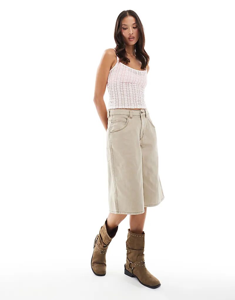 Бежевые джинсовые шорты-бермуды Bershka
Бежевые джинсовые шорты-бермуды Bershka