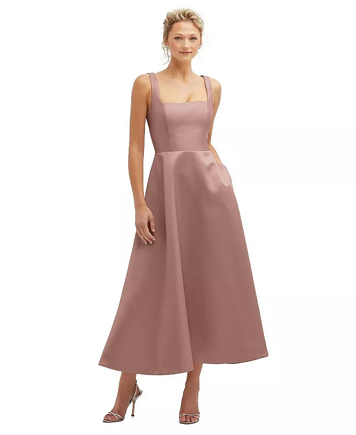 Платье миди из сатина с квадратным вырезом, пышной юбкой и карманами Dessy Collection, коричневый/бежевый
Платье миди из сатина с квадратным вырезом, пышной юбкой и карманами Dessy Collection, коричневый/бежевый