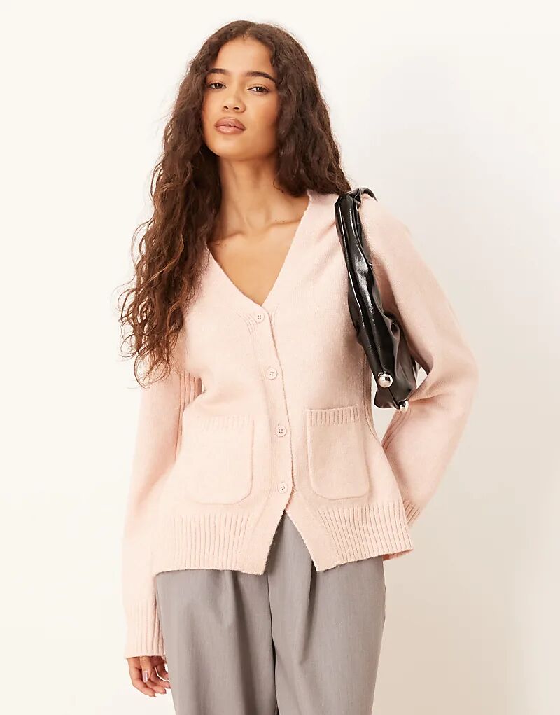 Кардиган ASOS DESIGN с V-образным вырезом и карманом, приталенный, светло-розовый
Кардиган ASOS DESIGN с V-образным вырезом и карманом, приталенный, светло-розовый