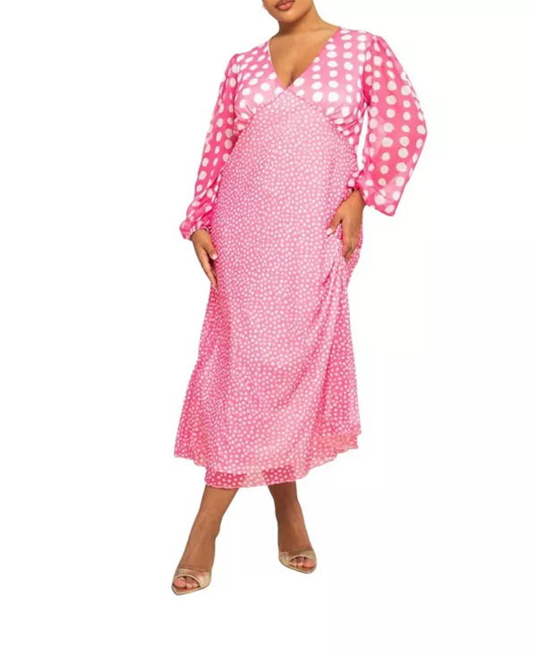 Платье миди с длинными рукавами и в горошек Fashion-Szn Curve, розовый
Платье миди с длинными рукавами и в горошек Fashion-Szn Curve, розовый