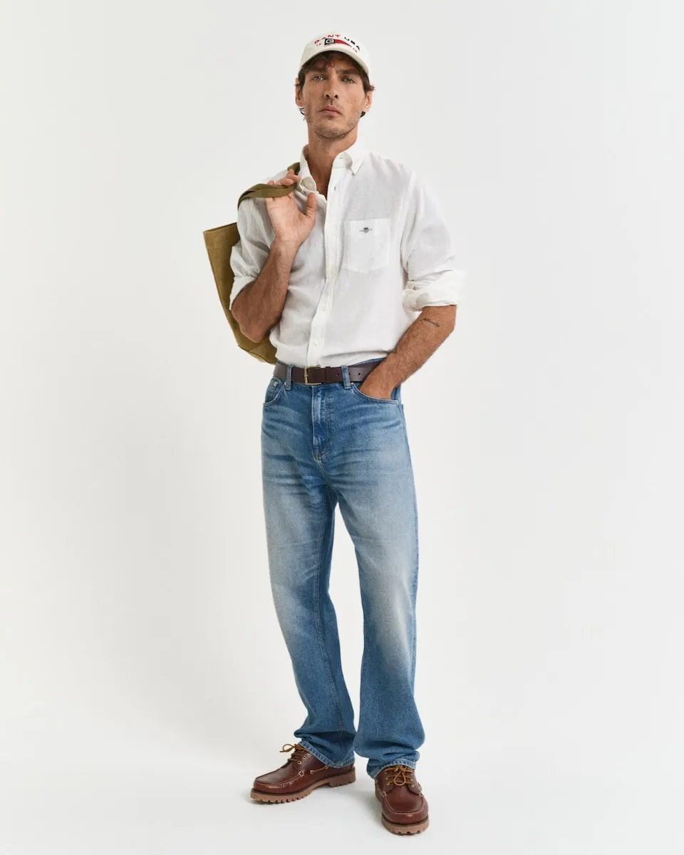 Мужская однотонная льняная рубашка с длинным рукавом Gant, белый
Мужская однотонная льняная рубашка с длинным рукавом Gant, белый