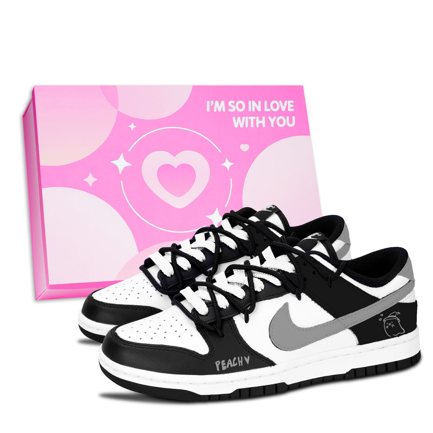 Dunk Black White, Peace Ghost устойчивые к истиранию низкие кроссовки для скейтбординга Unisex Nike, серый
Dunk Black White, Peace Ghost устойчивые к истиранию низкие кроссовки для скейтбординга Unisex Nike, серый