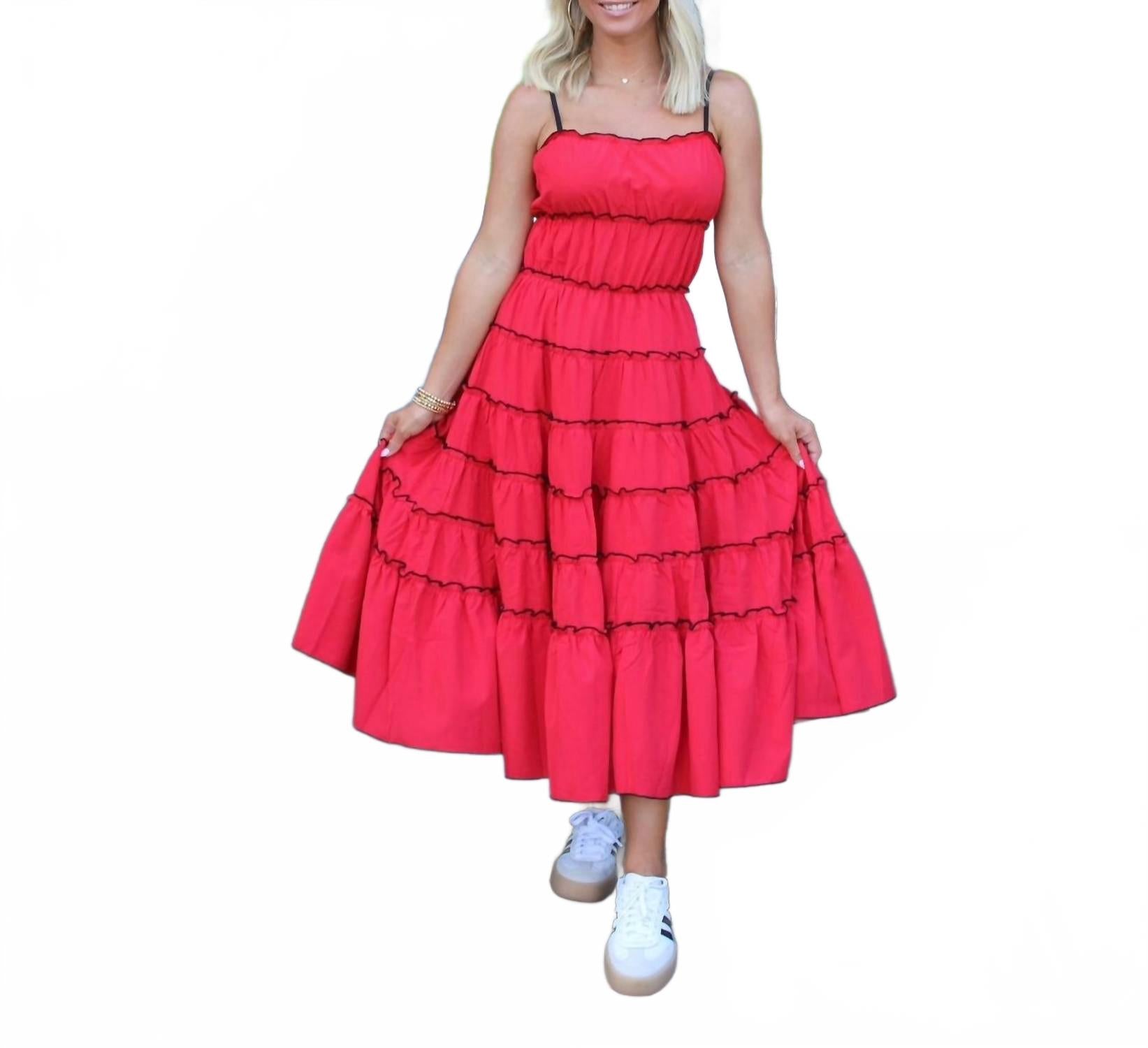 Ралли плиссированное миди-платье красное TCEC
Ралли плиссированное миди-платье красное TCEC