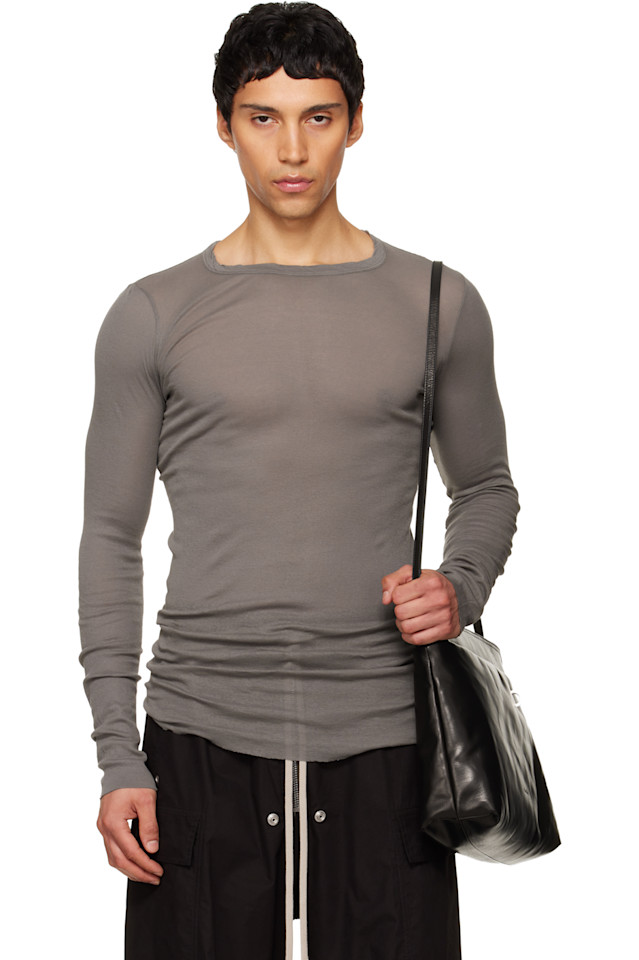 Rick Owens Серая футболка с висковым ребром
Rick Owens Серая футболка с висковым ребром