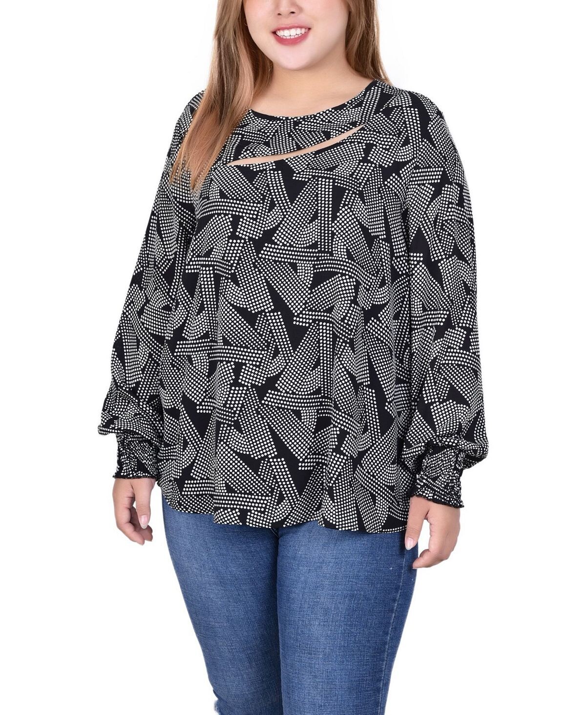 Плюс размер блузка с длинными рукавами и вырезом спереди NY Collection, мульти
Плюс размер блузка с длинными рукавами и вырезом спереди NY Collection, мульти