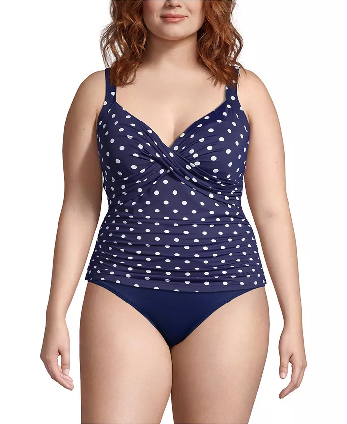 Женский хлористоустойчивый топ-танкини с V-образным вырезом и запахом на косточках, регулируемыми бретелями, размер plus Lands' End, синий
Женский хлористоустойчивый топ-танкини с V-образным вырезом и запахом на косточках, регулируемыми бретелями, размер plus Lands' End, синий