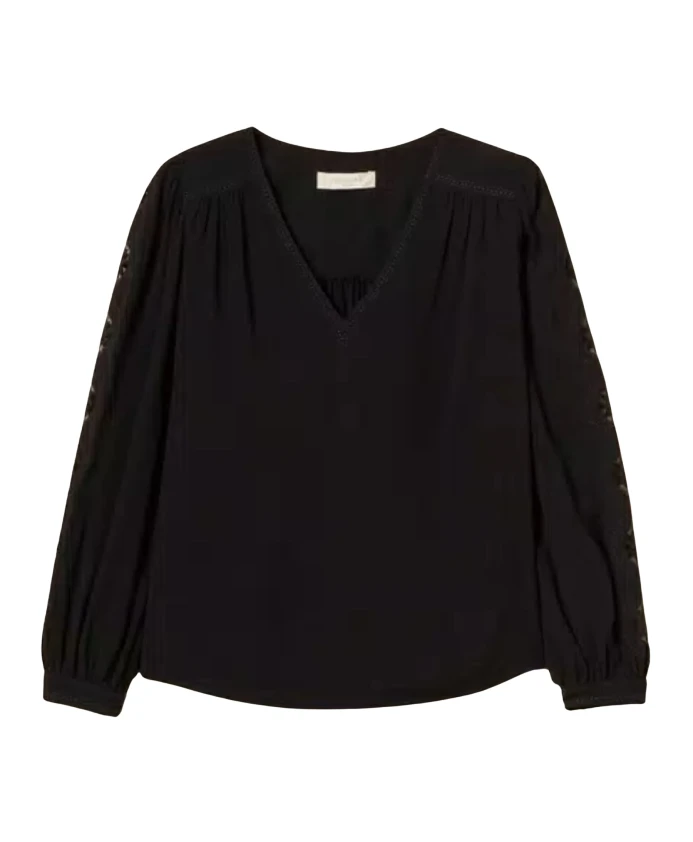 Блузка из крепа с вышивкой Twinset, черный
Блузка из крепа с вышивкой Twinset, черный