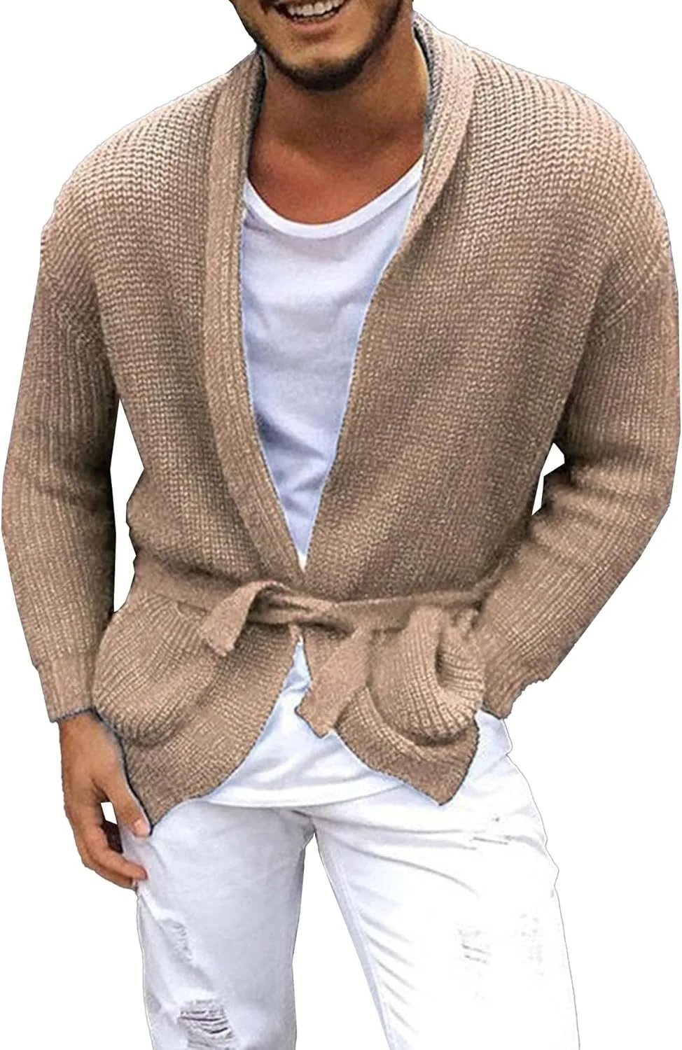 Мужской кардиган вязаный мешковатый свитер с длинными рукавами
Мужской кардиган вязаный мешковатый свитер с длинными рукавами