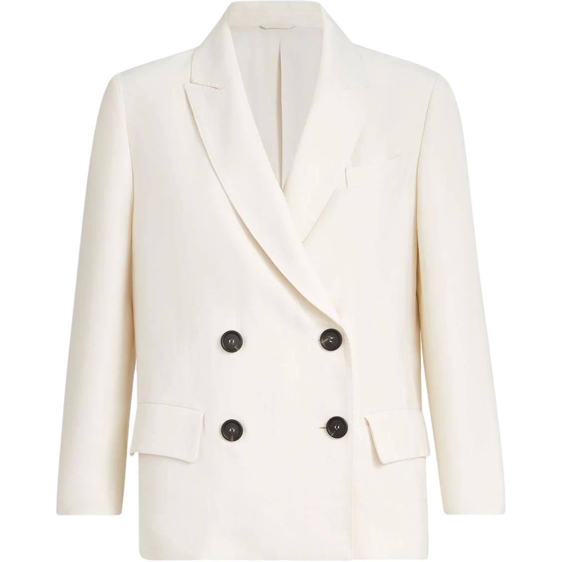 Двубортный блейзер с деталями в виде монет Brunello Cucinelli, белый
Двубортный блейзер с деталями в виде монет Brunello Cucinelli, белый