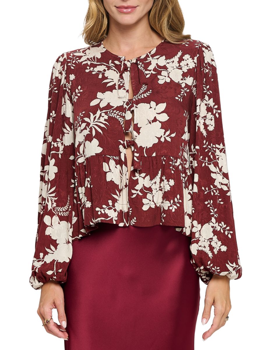 Топ с цветочным принтом и завязкой спереди Renee C., бордовый
Топ с цветочным принтом и завязкой спереди Renee C., бордовый