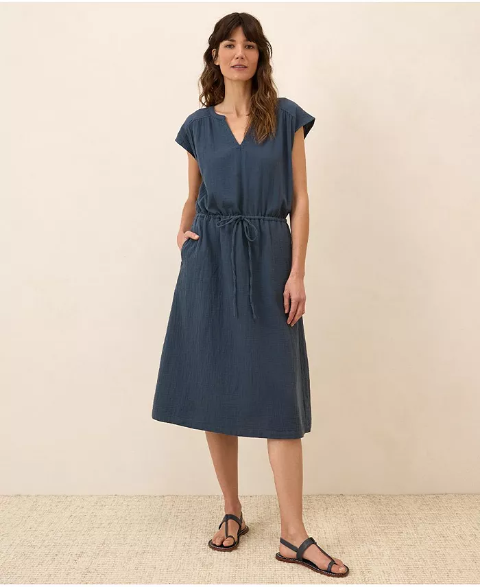 Женское миди-платье из органического хлопка Coastal Double Gauze с завязкой на талии Pact, синий
Женское миди-платье из органического хлопка Coastal Double Gauze с завязкой на талии Pact, синий