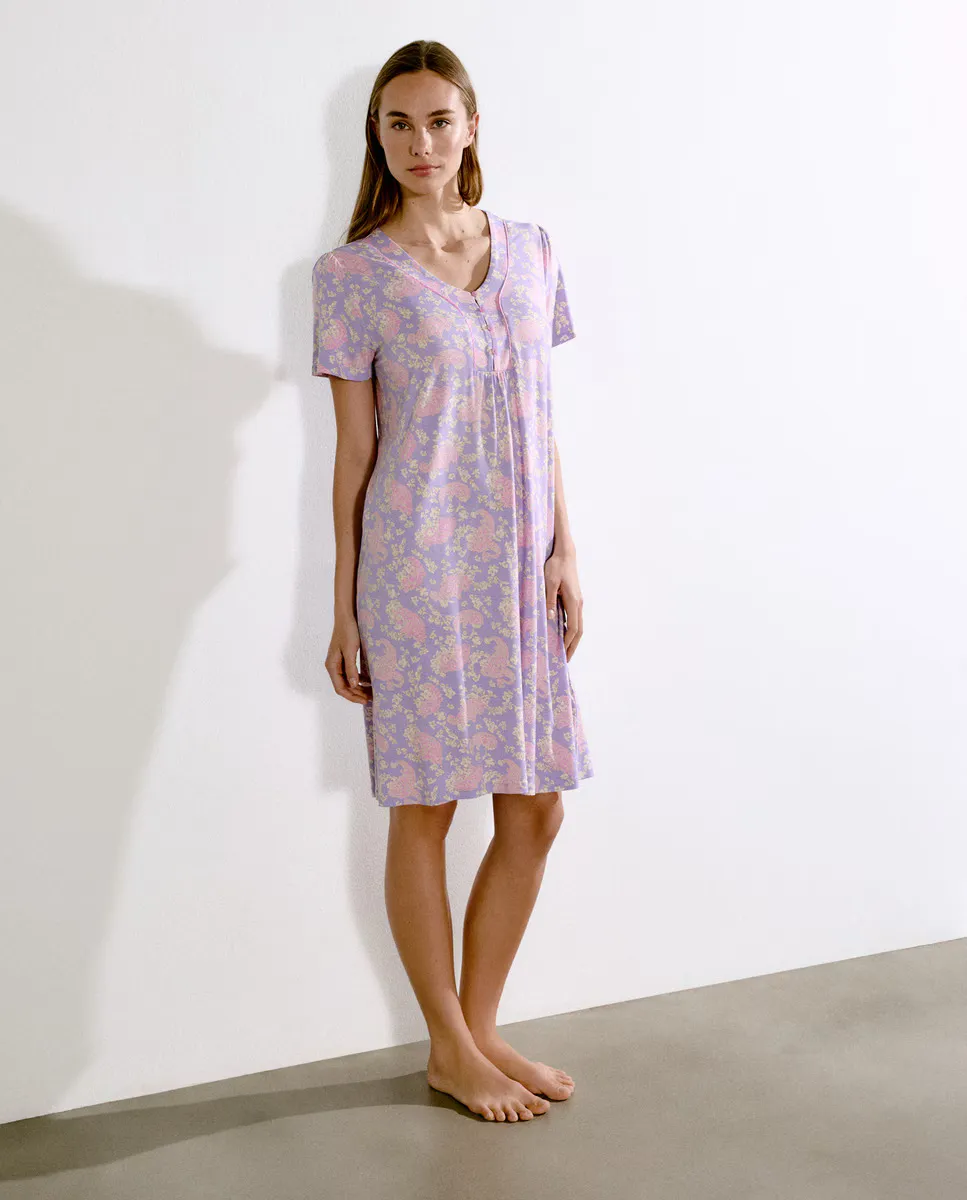 Ночная рубашка с короткими рукавами и застежкой на пуговицы и планкой Énfasis, пурпурный
Ночная рубашка с короткими рукавами и застежкой на пуговицы и планкой Énfasis, пурпурный