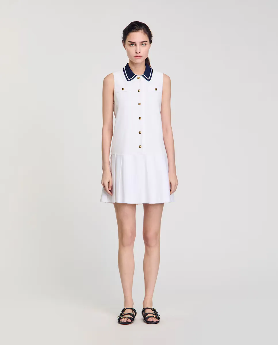 Короткое платье с контрастным воротником Sandro, белый
Короткое платье с контрастным воротником Sandro, белый