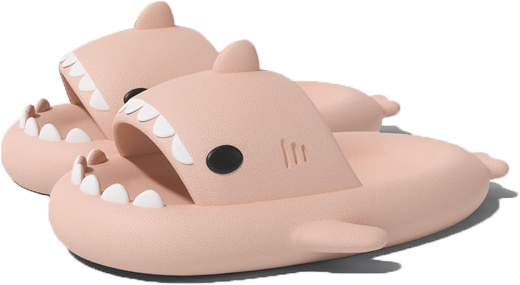 Мужские и женские шлепанцы Glemall с акулой, забавные шлепанцы Cloud Shark, открытый носок, противоскользящие, быстросохнущие, сандалии для душа с мягкой толстой подошвой, розовый
Мужские и женские шлепанцы Glemall с акулой, забавные шлепанцы Cloud Shark, открытый носок, противоскользящие, быстросохнущие, сандалии для душа с мягкой толстой подошвой, розовый