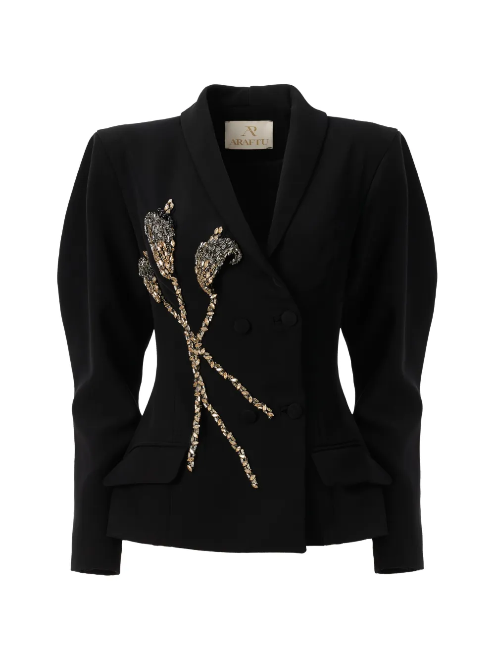 Декорированный двубортный пиджак Araftu, черный
Декорированный двубортный пиджак Araftu, черный
