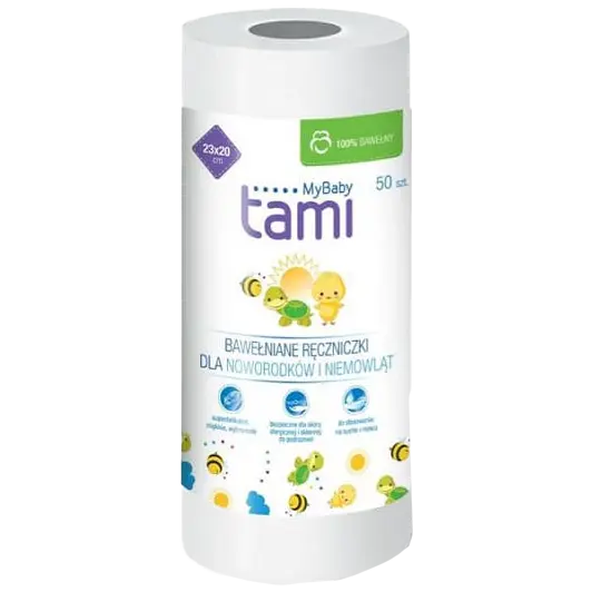 Tami Mybaby хлопчатобумажные полотенца для младенцев и новорожденных, 50 шт./уп. 
Tami Mybaby хлопчатобумажные полотенца для младенцев и новорожденных, 50 шт./уп.