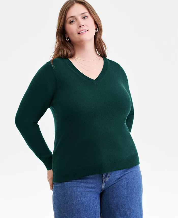 Свитер больших размеров из 100% кашемира с V-образным вырезом Charter Club, зеленый
Свитер больших размеров из 100% кашемира с V-образным вырезом Charter Club, зеленый