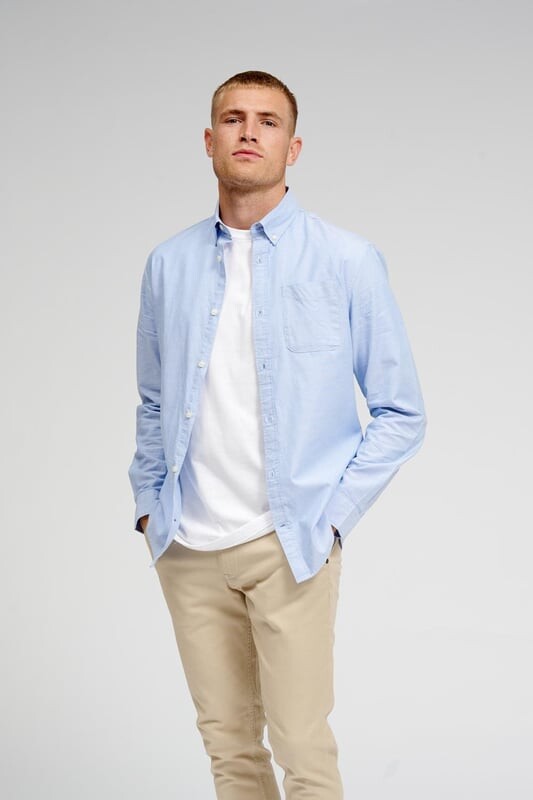 Рубашка-Оксфорд в оригинальном исполнении из кашемира Teeshoppen, синий 
Рубашка-Оксфорд в оригинальном исполнении из кашемира Teeshoppen, синий