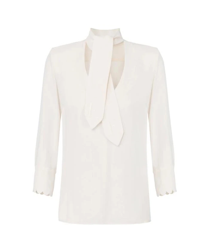 Блузка из жоржета с поясом-лентой. Elisabetta Franchi, бежевый
Блузка из жоржета с поясом-лентой. Elisabetta Franchi, бежевый