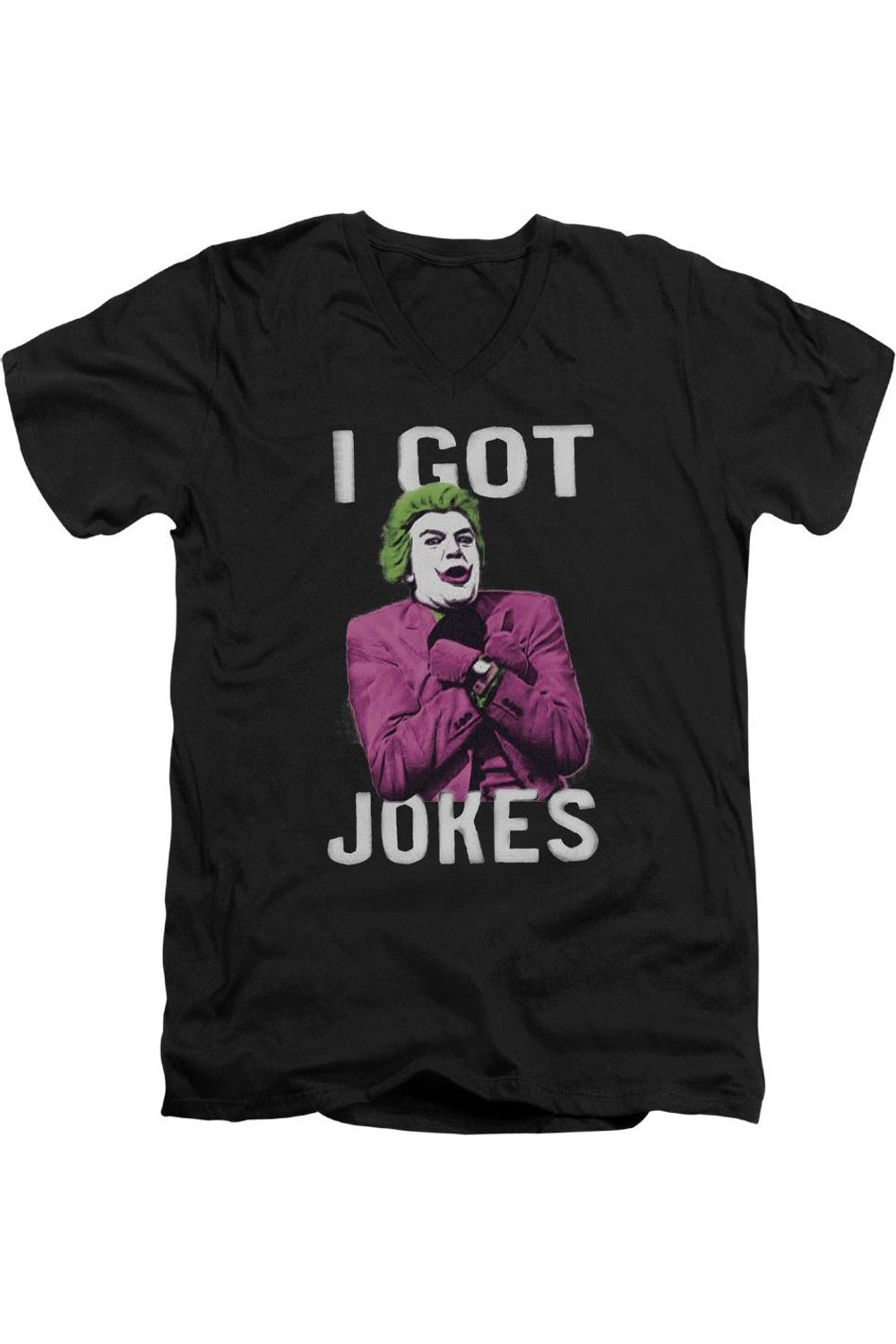 Бэтмен Классика ТВ Есть Шутки Короткий Рукав Взрослый V-образный Вырез Премиум Хлопок Футболка / Футболка Gildan, черный 
Бэтмен Классика ТВ Есть Шутки Короткий Рукав Взрослый V-образный Вырез Премиум Хлопок Футболка / Футболка Gildan, черный