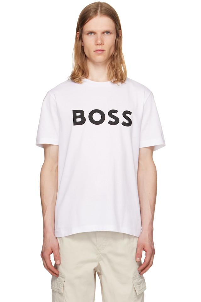 Хлопковая футболка с логотипом из джерси Boss, белый
Хлопковая футболка с логотипом из джерси Boss, белый