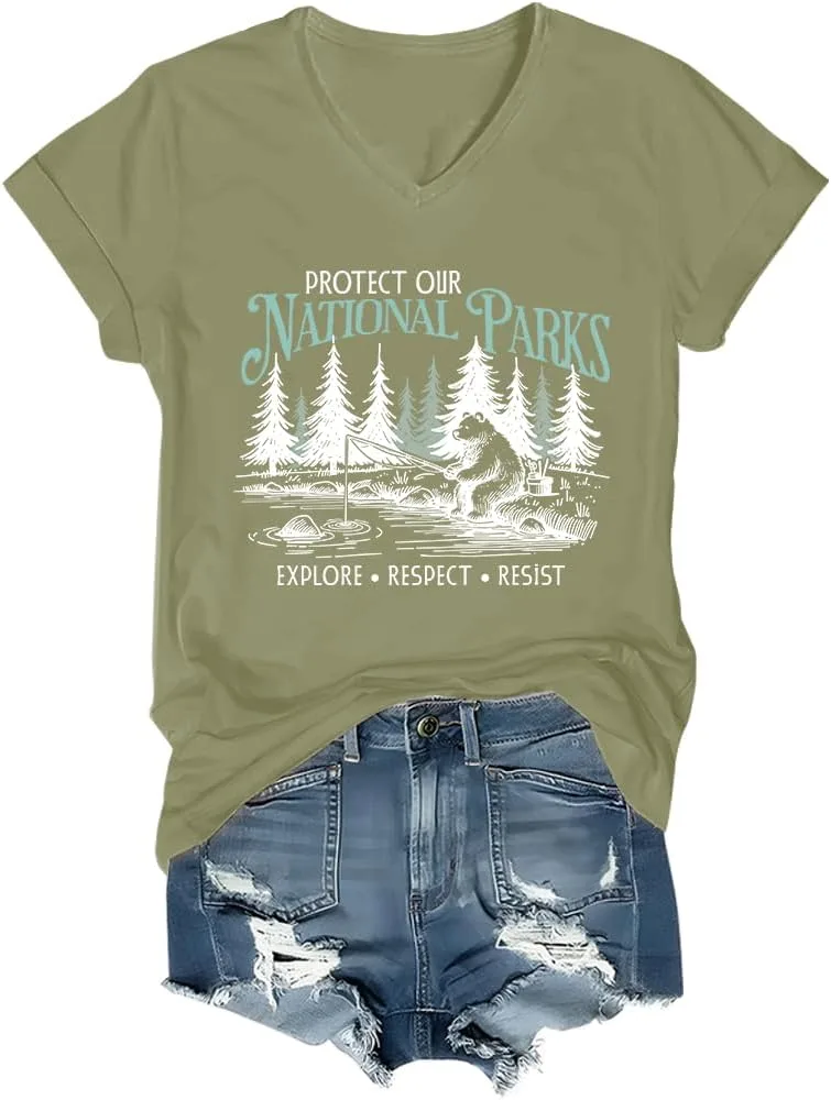 Футболка V-Neck с принтом в поддержку национальных парков
Футболка V-Neck с принтом в поддержку национальных парков