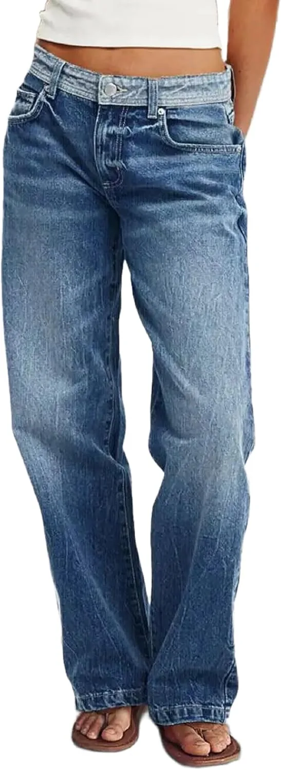 Женские джинсы Denim с цветными блоками на поясе, прямым кроем и карманами с клапанами Huang's
Женские джинсы Denim с цветными блоками на поясе, прямым кроем и карманами с клапанами Huang's