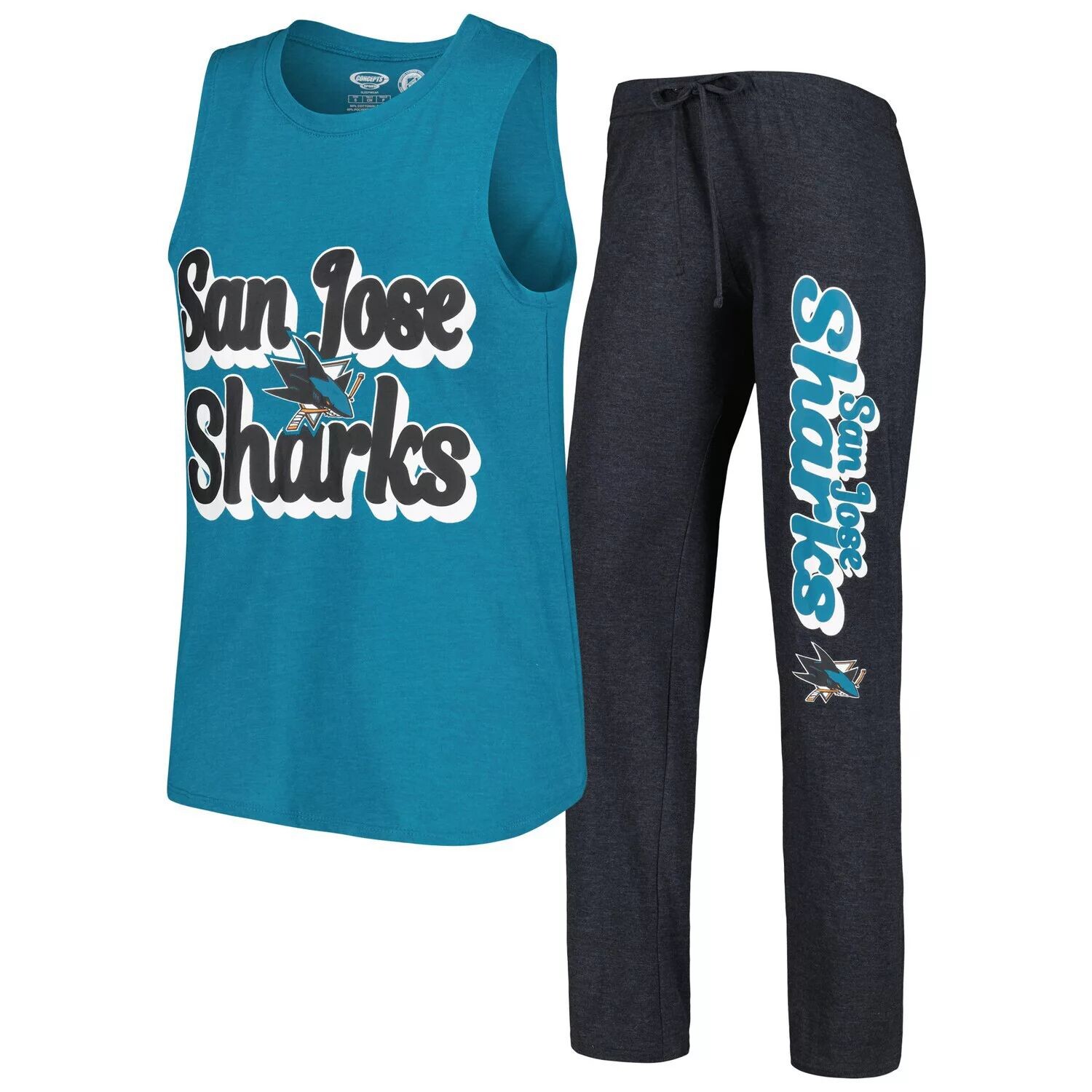 Женский комплект Concepts Sport Teal/Black San Jose Sharks Meter Muscle Майка и брюки для сна
Женский комплект Concepts Sport Teal/Black San Jose Sharks Meter Muscle Майка и брюки для сна