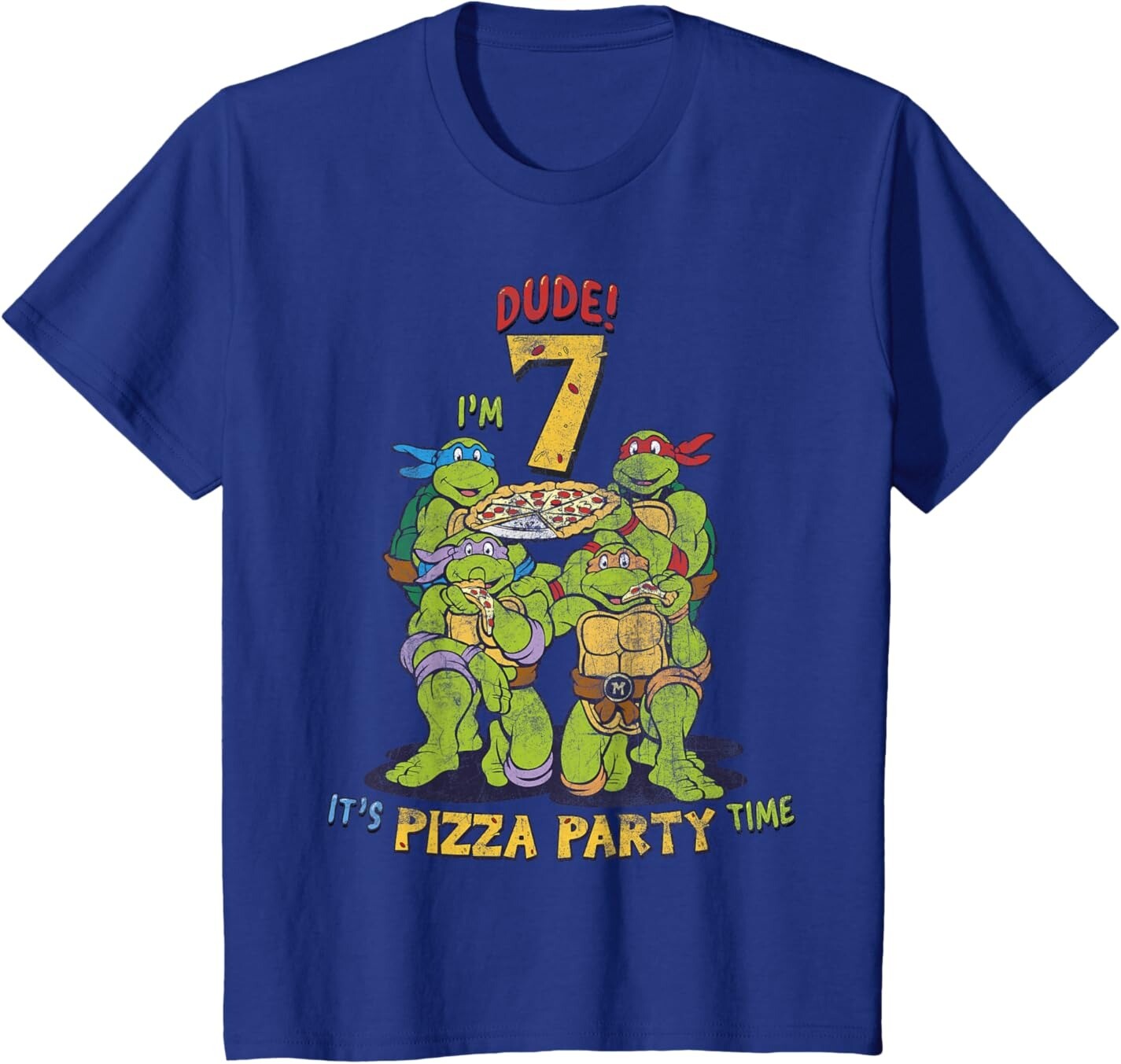 Футболка для подростков Teenage Mutant Ninja Turtles I'm 7 Dude Pizza Birthday Party, синий 
Футболка для подростков Teenage Mutant Ninja Turtles I'm 7 Dude Pizza Birthday Party, синий