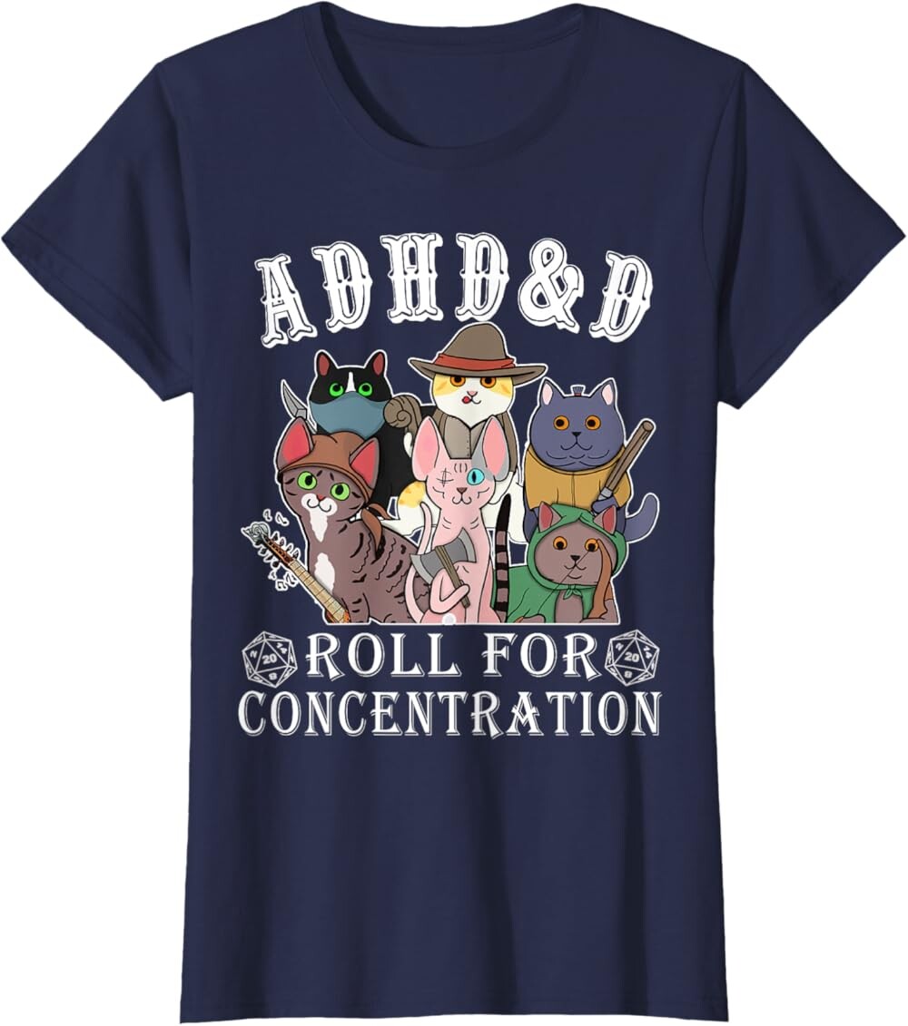 Женская футболка Funny Tees Gamer RPG Apparel Cats RPG Gamer Roll For Concentration D20 Dice Nerdy, темно-синий
Женская футболка Funny Tees Gamer RPG Apparel Cats RPG Gamer Roll For Concentration D20 Dice Nerdy, темно-синий