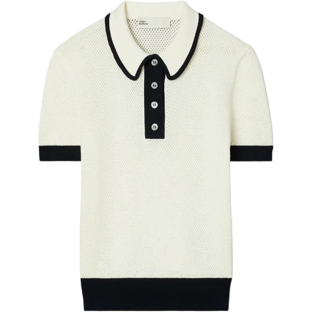 Tory Burch Женский трикотажный поло-рубашка цвета слоновой кости с умеренным воротником
Tory Burch Женский трикотажный поло-рубашка цвета слоновой кости с умеренным воротником