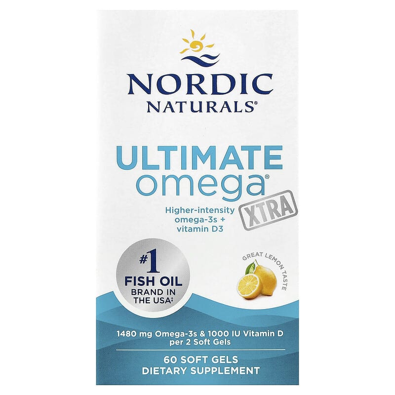 Nordic Naturals, Ultimate Omega Xtra, со вкусом лимона, 1480 мг, 60 капсул
Nordic Naturals, Ultimate Omega Xtra, со вкусом лимона, 1480 мг, 60 капсул