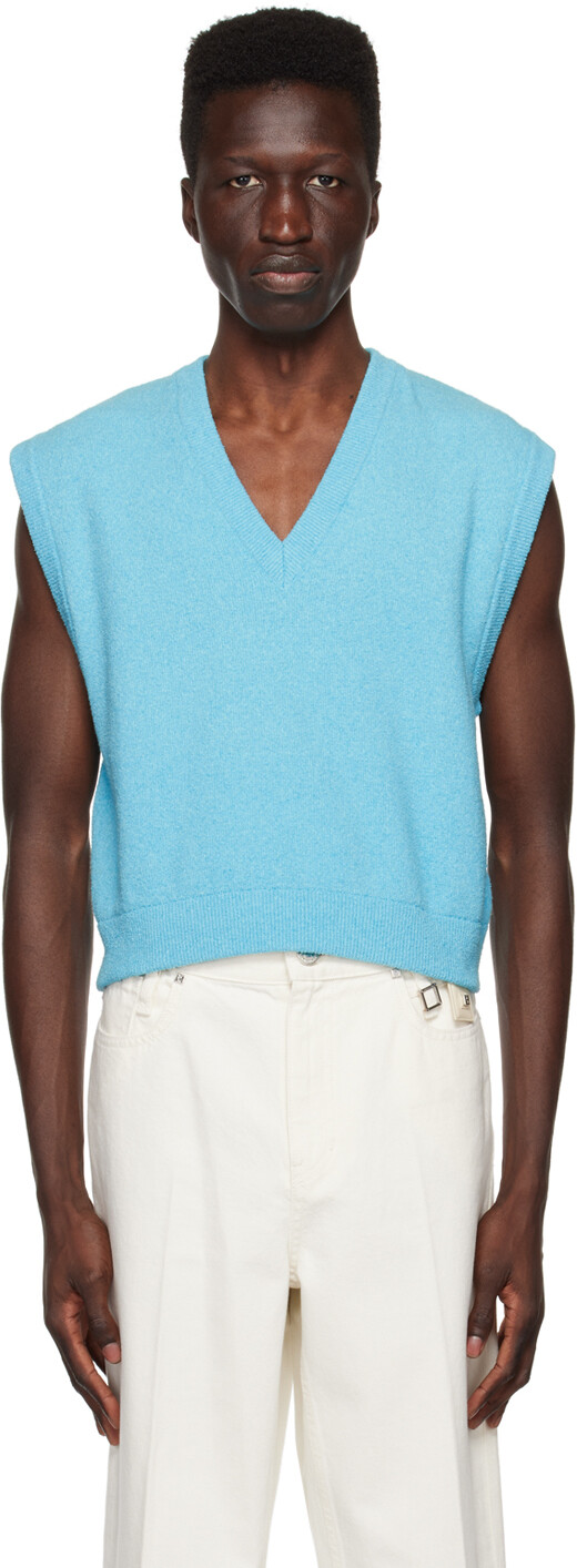 Синий жилет с v-образным вырезом Wooyoungmi
Синий жилет с v-образным вырезом Wooyoungmi