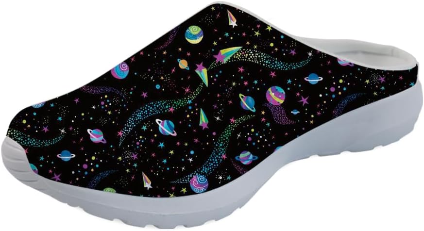 Кроссовки-мюли Forchrinse Blue Cow для женщин, без задника, с сеткой, на платформе, удобные домашние, и спортивные тапочки, Colorful Planet Constellation
Кроссовки-мюли Forchrinse Blue Cow для женщин, без задника, с сеткой, на платформе, удобные домашние, и спортивные тапочки, Colorful Planet Constellation