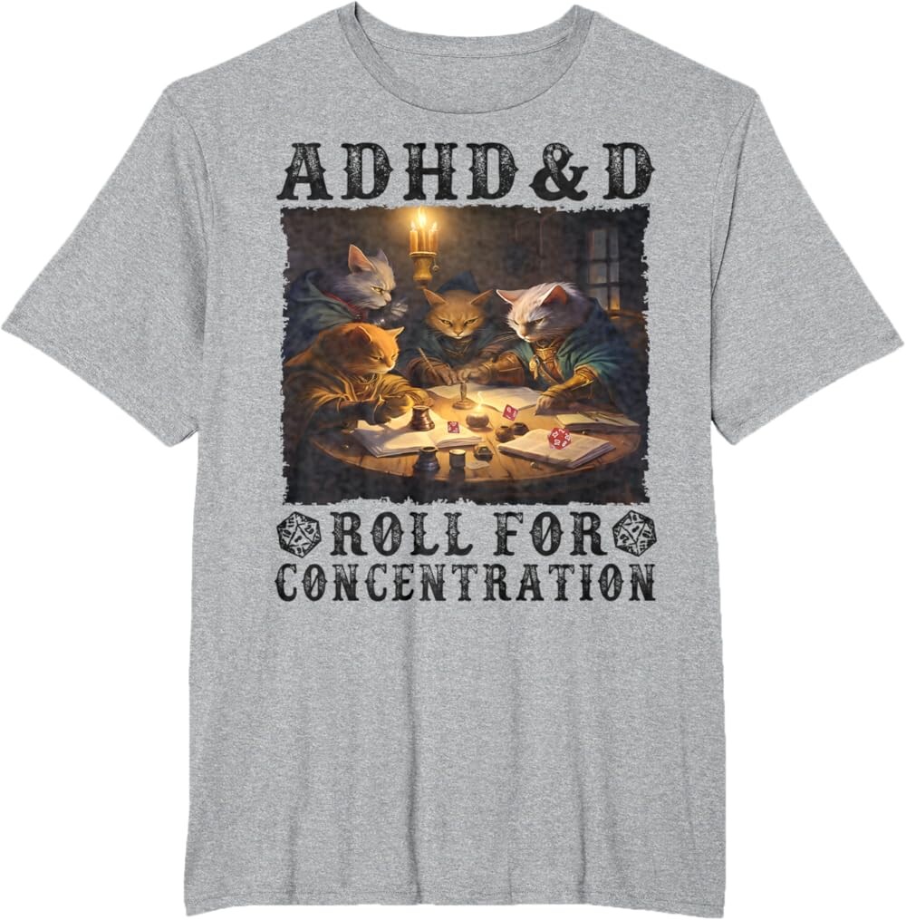 Мужская футболка Funny Tees Gamer RPG Apparel Cats RPG Gamer Roll For Concentration, светло-серый
Мужская футболка Funny Tees Gamer RPG Apparel Cats RPG Gamer Roll For Concentration, светло-серый