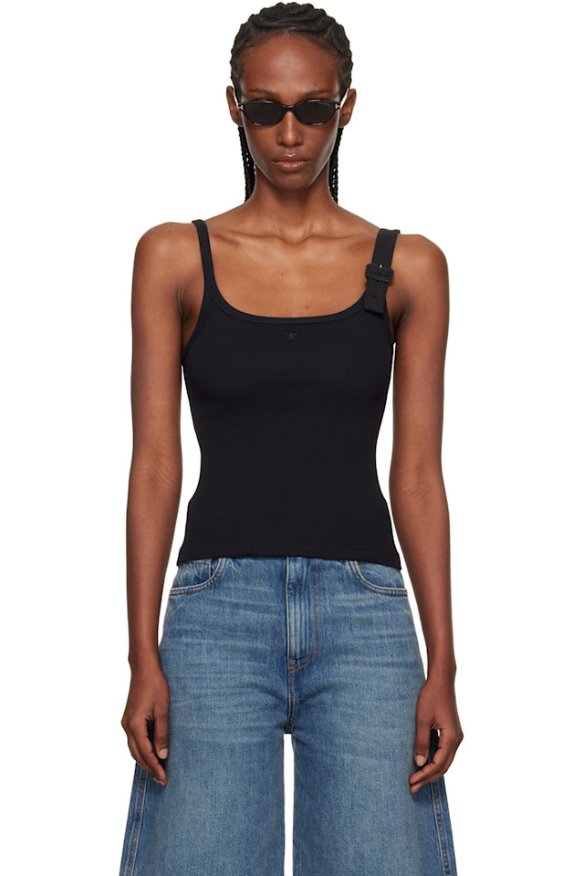 Топ в рубчик с пряжкой в стиле 90-х Courrèges, черный
Топ в рубчик с пряжкой в стиле 90-х Courrèges, черный