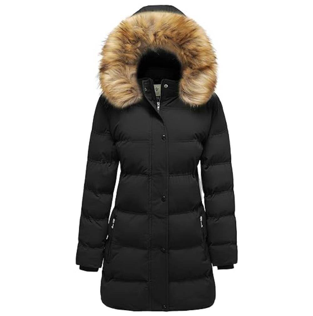 Пальто утепленное с капюшоном WenVen, черный
Пальто утепленное с капюшоном WenVen, черный