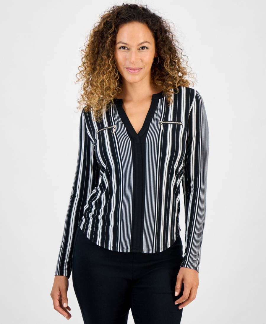 Укороченная блузка с длинными рукавами и имитацией карманов, эксклюзивно для Macy's JM Collection, Deep Black Stripe
Укороченная блузка с длинными рукавами и имитацией карманов, эксклюзивно для Macy's JM Collection, Deep Black Stripe