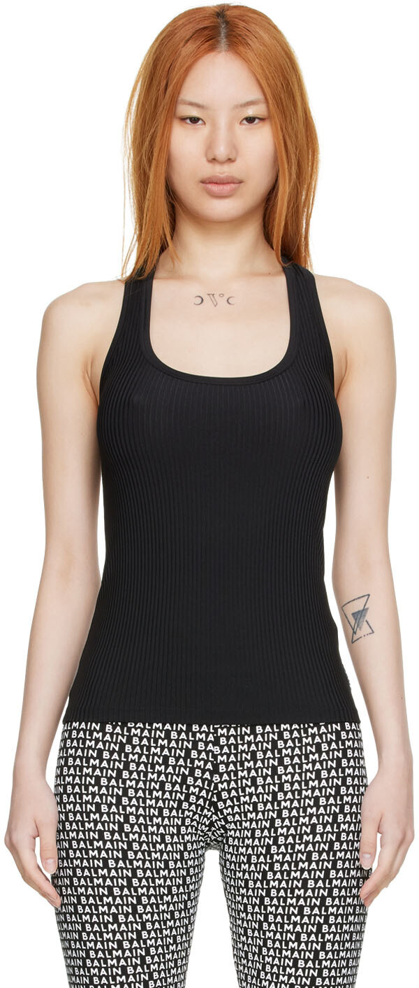 Черная нейлоновая майка Balmain 
Черная нейлоновая майка Balmain
