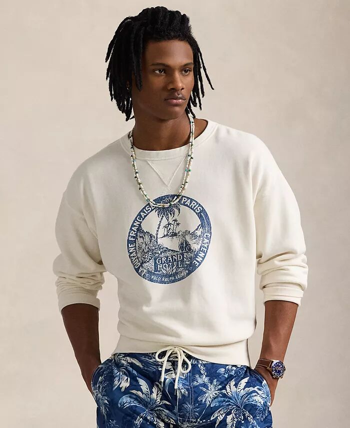 Мужская флисовая толстовка с графическим принтом в винтажном стиле Polo Ralph Lauren, белый 
Мужская флисовая толстовка с графическим принтом в винтажном стиле Polo Ralph Lauren, белый