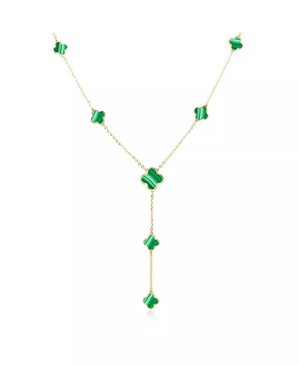 Ожерелье-Лариат с малахитовым клевером, желтое золото 14 карат The Lovery, green
Ожерелье-Лариат с малахитовым клевером, желтое золото 14 карат The Lovery, green