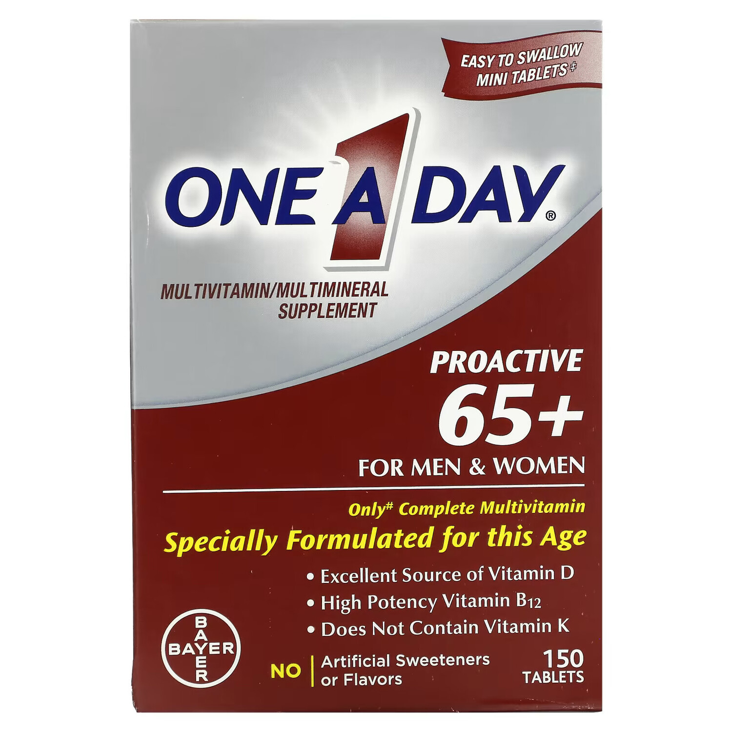 One-A-Day, Proactive 65+, мультивитаминная / мультиминеральная добавка, для мужчин и женщин, 150 таблеток 
One-A-Day, Proactive 65+, мультивитаминная / мультиминеральная добавка, для мужчин и женщин, 150 таблеток