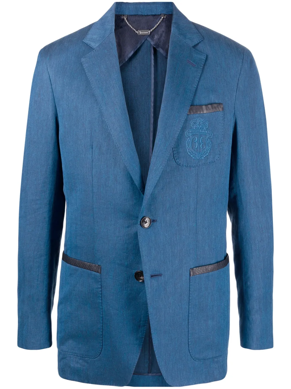 Однобортный пиджак с вышитым логотипом Billionaire, синий
Однобортный пиджак с вышитым логотипом Billionaire, синий