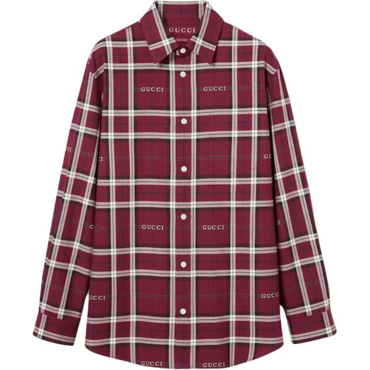 Рубашка из хлопкового жаккарда в клетку Gucci, красный
Рубашка из хлопкового жаккарда в клетку Gucci, красный