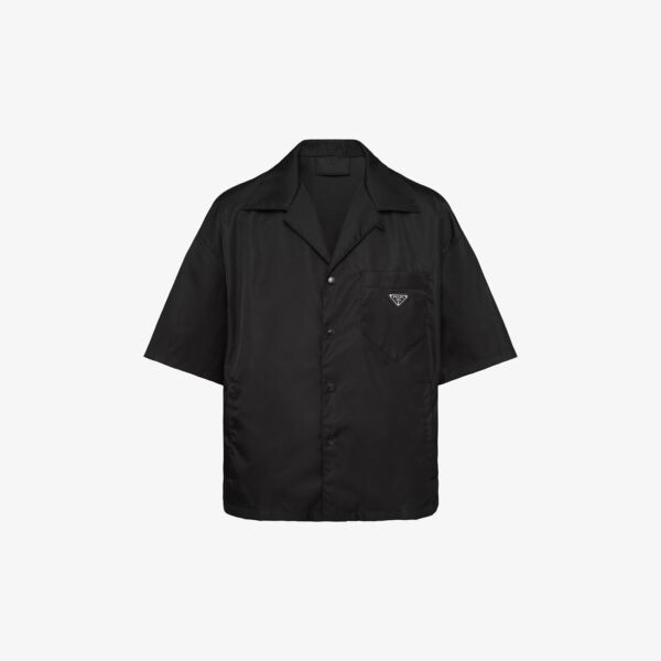 Рубашка свободного кроя Re-Nylon из переработанного нейлона Prada, черный 
Рубашка свободного кроя Re-Nylon из переработанного нейлона Prada, черный