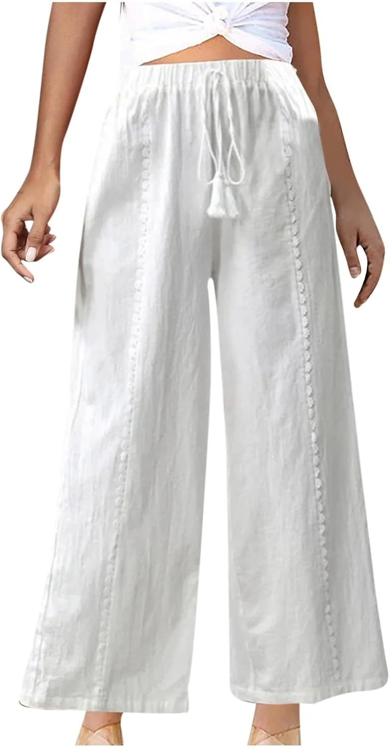 Женские широкие брюки-палаццо с высокой талией и шнурком
Женские широкие брюки-палаццо с высокой талией и шнурком