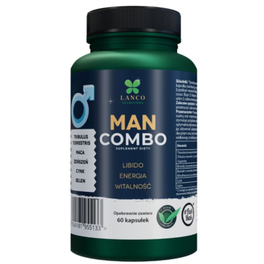 Lanco Nutritions Man Combo БАД для либидо, потенции, тестостерона и бодрости, 60 капс./1 уп.
Lanco Nutritions Man Combo БАД для либидо, потенции, тестостерона и бодрости, 60 капс./1 уп.